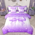 thumbnail image 1 of Homewish Gradient Bowknot 7pcs Bedding Comforter Set For Female Men Adults,Dreamy Princess Queen Bedding Sets Super Cozy,Ombre Stars Print Queen Sheet Sets,Lightweight Room Decor,Reversible, 1 of 8