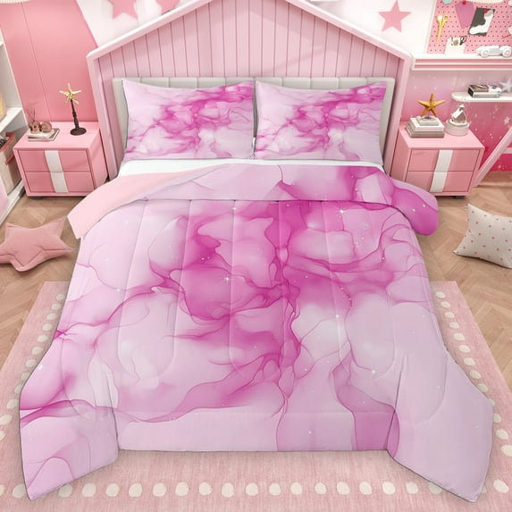 Homewish Gradient Marble 3 Pieces Queen Comforter Set for Boys Girls,Abstract Stone Pattern Ultra Soft Bedding Sets,Marbling Watercolor Bedding Comforter Set Breathable,Breathable Home Decor