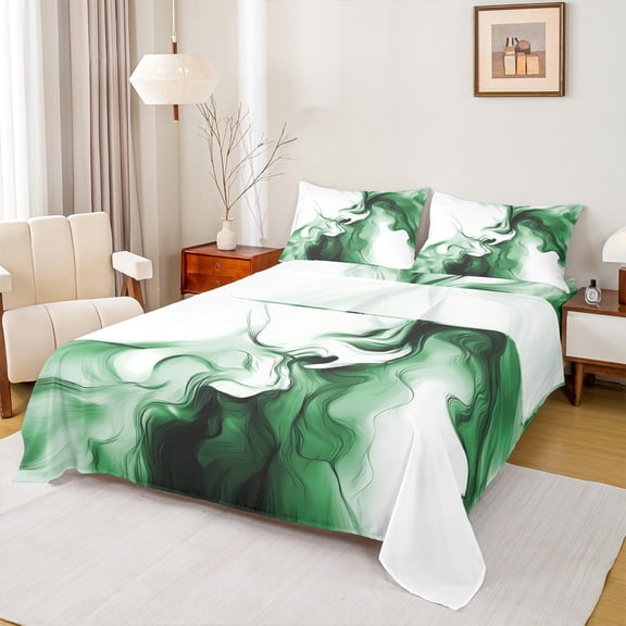 Homewish Gradient Marble 4 Pieces Queen Sheet Sets for Kids Children Teens,Abstract Ombre Ultra Soft Flat Sheet,Marbling Stone Pattern Queen Fitted Sheet,Ultra Soft Home Decor