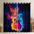 thumbnail image 1 of Homewish Gradient Music Guitar Black Out Curtains For Children Teens Adults,Geometric Honeycomb Curtains Pack of 2 (42x63 Each),Musical Instrument Bedroom Curtains,Ultra Soft Home Decor, 1 of 6