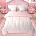 thumbnail image 1 of Homewish Gradient Pink Gray 7-Piece Twin Bedding Sets,Stripes Print Bedding Comforter Set,Abstract Geometric Aesthetic Sheet Sets For Kids,Microfiber Bedroom Decor Reversible, 1 of 8