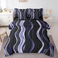 thumbnail image 1 of Homewish Gradient Purple Stripes 7-Piece King Bedding,Contemporary Artwork King Bed in a Bag,Black Reversible, 1 of 8