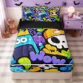 thumbnail image 1 of Homewish Graffiti Boo Skull Zipper Twin Comforter Sets with Fitted Sheet and 2 Pillowcases for Kids, Cartoon Street Spooky Doodle Zipper Bedding Set, Black Reversible, 4pcs, 1 of 6
