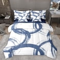 thumbnail image 1 of Homewish Graffiti Geometric 7pcs Bedding Comforter Set,Stripe Line Circle Queen Bedding Sets,Blue White Queen Sheet Sets For Boys Kids,Luxury Bedroom Decor Reversible, 1 of 8