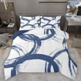 thumbnail image 1 of Homewish Graffiti Geometric Queen Comforter Set,Stripe Line Circle Bedding Sets,Blue White Bedding Comforter Set For Boys Kids,Luxury Bedroom Decor Reversible,3pcs, 1 of 8