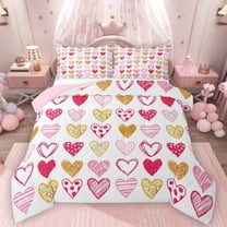 Homewish Graffiti Heart Print Bedding Comforter Set,Pink Fairy Tale Twin Comforter Sets,Boho Style Loves Bedding Set For Girls Kids,Luxury Bedroom Decor Reversible,2pcs