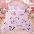 thumbnail image 1 of Homewish Graffiti Loves Pattern Bedding Comforter Set,Happy Valentine'S Day Twin Comforter Sets,Pink Black Bedding Set For Girls Kids,Super Cozy Room Decor Reversible,2 Pieces, 1 of 8