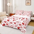 thumbnail image 1 of Homewish Graffiti Loves Queen Sheet Sets,Cartoon Heart Pattern Flat Sheet,Red White Queen Fitted Sheet For Girl Teens,Ultra Soft Home Decor,4pcs, 1 of 7