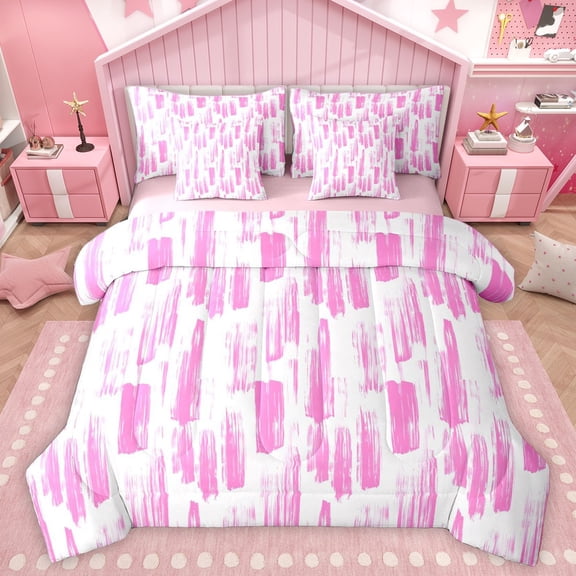 Homewish Graffiti Splash Bedding Comforter Set 7 Pieces for Kids Children Teens,Vintage Aesthetic Full Bedding Set Lightweight,Abstract Geometric Stripes Fitted Sheet Flat Sheet