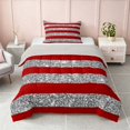 thumbnail image 1 of Homewish Gray Blings Print Twin Comforter Sets for Girls, Geometric Stripe Bedding Set, Gray Reversible, 2pcs 1 Comforter and 1 Pillowcase, 1 of 6