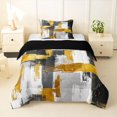 thumbnail image 1 of Homewish Gray Gold Stripes Twin Comforter Sets,Modern Geometric Artwork Bedding Set,Black Reversible,2-Piece,1 Comforter and 1 Pillowcase, 1 of 7