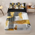 thumbnail image 1 of Homewish Gray Gold Stripes Zipper Twin Comforter Sets with Fitted Sheet and 2 Pillowcases,Modern Geometric Artwork Zipper Bedding Set,Black Reversible,4pcs, 1 of 8