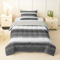thumbnail image 1 of Homewish Gray Horizontal Stripes Twin Comforter Sets,Aesthetic Artwork Bedding Set,Light Gray Reversible,2-Piece,1 Comforter and 1 Pillowcase, 1 of 7
