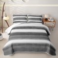 thumbnail image 1 of Homewish Gray Horizontal Stripes Twin Quilt Set,Aesthetic Artwork Twin Coverlet Set,2-Piece, 1 of 7