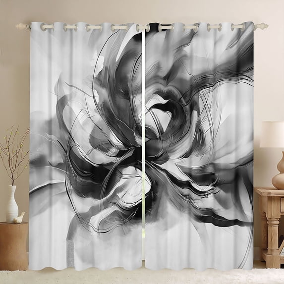 Homewish Gray Ombre Geometric Blackout Curtains,Abstract Modern Curtains Pack of 2 (42x84 Each)