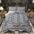 thumbnail image 1 of Homewish Gray Paisley Queen Comforter Set,Retro Bohemain Print Bedding Sets,Rustic Boho Bedding Comforter Set For Adult,Ultra Soft Home Decor Reversible,3pcs, 1 of 8