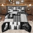 thumbnail image 1 of Homewish Gray Patchwork Grid Full Size Comforter Sets,Old Wooden Board Bedding Comforter Set,Country Farmhouse Lodge Bedding Sets For Men Women,Ultra Soft Home Decor Reversible,3 Pieces, 1 of 8
