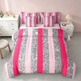 thumbnail image 1 of Homewish Gray Pink Stripe Twin Bedding for Girls, Glitter Stars Bedding Comforter Set, Pink Reversible, 7pcs, 1 of 6