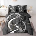 thumbnail image 1 of Homewish Gray Spiral Swirl 7 Pieces Full Size Bedding Sets,Classic Contemporary Full Size Bed in a Bag,Black Reversible, 1 of 8