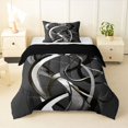 thumbnail image 1 of Homewish Gray Spiral Swirl Twin Comforter Sets,Classic Contemporary Bedding Set,Black Reversible,2-Piece,1 Comforter and 1 Pillowcase, 1 of 7