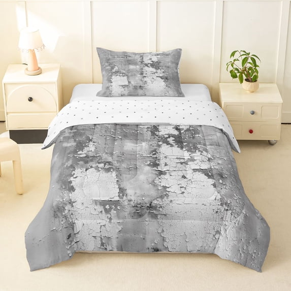 Homewish Gray Tie Dye Twin Comforter Sets,Retro Geometric Artwork Bedding Set,Reversible,2 Pieces,1 Comforter and 1 Pillowcase