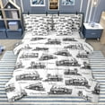 thumbnail image 1 of Homewish Gray White 7pcs Bedding Comforter Set,Vintage Western Train Queen Bedding Sets,Retro Vehicles Car Queen Sheet Sets For Boys Teens,Super Cozy Room Decor, 1 of 8