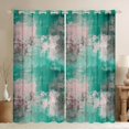 thumbnail image 1 of Homewish Green Abstract Plaid Kitchen Curtains,Aesthetic Art Black Out Curtains Pack of 2 (42x63 Each), 1 of 6
