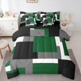 thumbnail image 1 of Homewish Green Abstract Square 7pcs Queen Bedding,Contemporary Artwork Bedding Comforter Set Queen,Black Reversible, 1 of 8