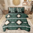 thumbnail image 1 of Homewish Green Aztec Bedding Comforter Set 7 Pieces, Bohemian Geometric Full Bedding Set, Rustic Lodge Cabin Farmhouse Fitted Sheet Flat Sheet, Ultra Soft Home Decor, 1 of 8