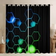 thumbnail image 1 of Homewish Green Blue Honeycomb Curtains Pack of 2 (42x84 Each) for Kids Children Teens,Geometric Hexagon Curtains Blackout,Abstract Gradient Ombre Bedroom Curtains,Ultra Soft Home Decor, 1 of 6