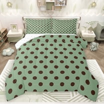 Homewish Green Brown Geometric Circle Boy Girl Bedding Comforter Set 2pcs,Polka Dots Twin Comforter Sets Microfiber,Vintage Aesthetic Breathable Bedding Set,Luxury Bedroom Decor,Reversible
