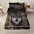 thumbnail image 1 of Homewish Green Camo Us Flag Wolf Print Zipper Twin Comforter Sets with Fitted Sheet and 2 Pillowcases,Patriotic Wildlife Zipper Bedding Set For Men And Women,Reversible,4-Piece, 1 of 7