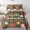 thumbnail image 1 of Homewish Green Christmas Buffalo Bedding Comforter Set 7-Piece for Teens, Kawaii Gingerbread Man King Bedding Sets, Cartoon Snowman Reversible Bed Sheets, Microfiber Bedroom Decor, 1 of 7