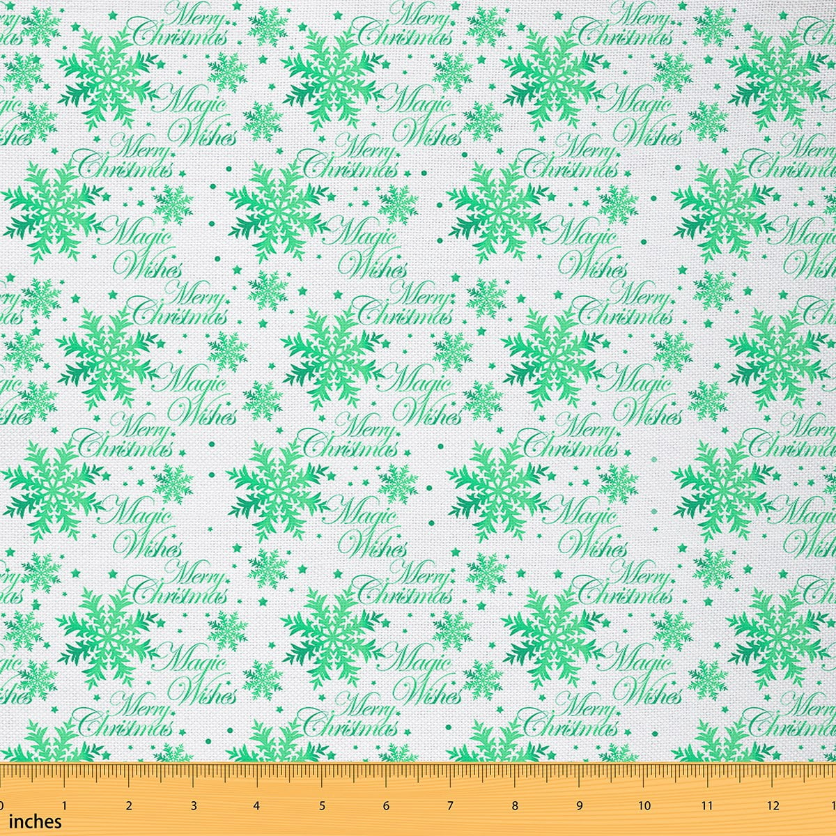 Homewish Green Christmas Snowflake Fabric by the Yard 3 Yard,Merry Xmas Sewing Fabric,Happy New Year Room Decor Fabric by the Yard For Kids,Luxury Bedroom Decor