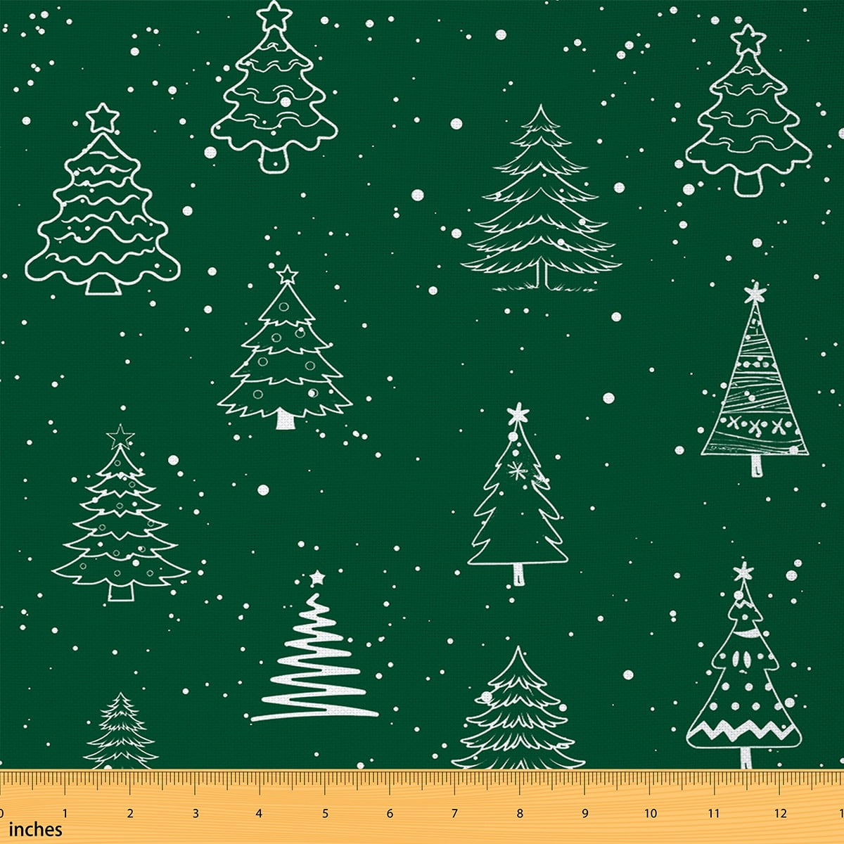 Homewish Green Christmas Tree Fabric by the Yard 2 Yards, Kawaii Cute Cartoon Sewing Fabric, Teens Boys Girls Kids Fabric for Sewing, Lightweight Room Decor