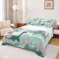 thumbnail image 1 of Homewish Green Dino 4pcs Bed Sheets for Boys Girls,Cartoon Animal Dinosaur King Sheets,Botanical Plants Super Cozy Sheet Set,Ultra Soft Home Decor, 1 of 7