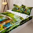 thumbnail image 1 of Homewish Green Forest Camping Zipper Full Size Comforter Sets with Fitted Sheet and 2 Pillowcases, Nature Scenery Zipper Bedding Set for Men and Women, Polka Dots Reversible, 4-Piece, 1 of 6