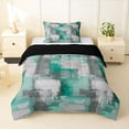 thumbnail image 1 of Homewish Green Geometric Grid Twin Comforter Sets,Abstract Art Bedding Set,Black Reversible,2-Piece,1 Comforter and 1 Pillowcase, 1 of 7