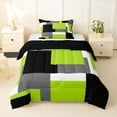 thumbnail image 1 of Homewish Green Geometric Square Twin Comforter Sets,Modern Abstract Bedding Set,Black Reversible,2pcs,1 Comforter and 1 Pillowcase, 1 of 7