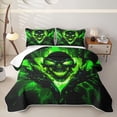 thumbnail image 1 of Homewish Green Glowing Skull Twin Quilt Set,Goth Halloween Twin Coverlet Set,2 Pieces, 1 of 7