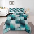 thumbnail image 1 of Homewish Green Gradient Grid Queen Comforter Set,Classic Contemporary Comforter Sets Queen,Black Reversible,3pcs,1 Comforter and 2 Pillowcases, 1 of 7