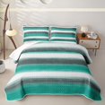 thumbnail image 1 of Homewish Green Horizontal Lines Quilt Full,Modern Artwork Full Bedspread Sets,3-Piece, 1 of 7
