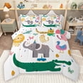 thumbnail image 1 of Homewish Green Kawaii Crocodile Full Size Comforter Sets for Kids, Lion Duck Elephant Bedding Comforter Set, Kawaii Animal Reversible Bedding Sets, Breathable Home Decor, 3pcs, 1 of 8