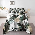 thumbnail image 1 of Homewish Green Leaves 3-Piece Full Size Comforter Sets For Kids Teens Adults,Botanical Plants Bedding Comforter Set,Black Green Lightweight Bedding Sets,Ultra Soft Home Decor,Reversible, 1 of 8