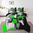 thumbnail image 1 of Homewish Green Modern Abstract Queen Comforter Set,Aesthetic Artwork Comforter Sets Queen,Black Reversible,3 Pieces,1 Comforter and 2 Pillowcases, 1 of 7