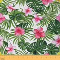 thumbnail image 1 of Homewish Green Monstera Leaf Fabric by the Yard 2 Yard,Pink Rustic Flower Room Decor Fabric by the Yard,Tropical Plant Plam Fabric for Sewing For Girls Teens,Super Cozy Room Decor, 1 of 6