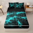 thumbnail image 1 of Homewish Green Neon Lightning Zipper Full Size Comforter Sets with Fitted Sheet and 2 Pillowcases,Modern Abstract Zipper Bedding Set,Black Reversible,4pcs, 1 of 8