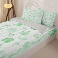 thumbnail image 1 of Homewish Green Seashell Starfish Zipper Full Size Comforter Sets with Fitted Sheet and 2 Pillowcases for Kids, Cartoon Bow Flower Zipper Bedding Set, Gray Reversible, 4 Pieces, 1 of 6