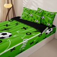 thumbnail image 1 of Homewish Green Soccer GOAL Zipper Twin Comforter Sets with Fitted Sheet and 2 Pillowcases, Lighnting Zipper Bedding Set for Boys and Girls, Black Reversible, 4pcs, 1 of 6