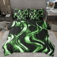 thumbnail image 1 of Homewish Green Stripes Lines 7-Piece Queen Bedding Set - Vintage Geometric, 1 of 8